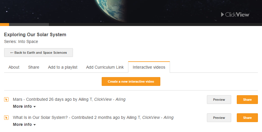 ClickView Interactive Video Tab