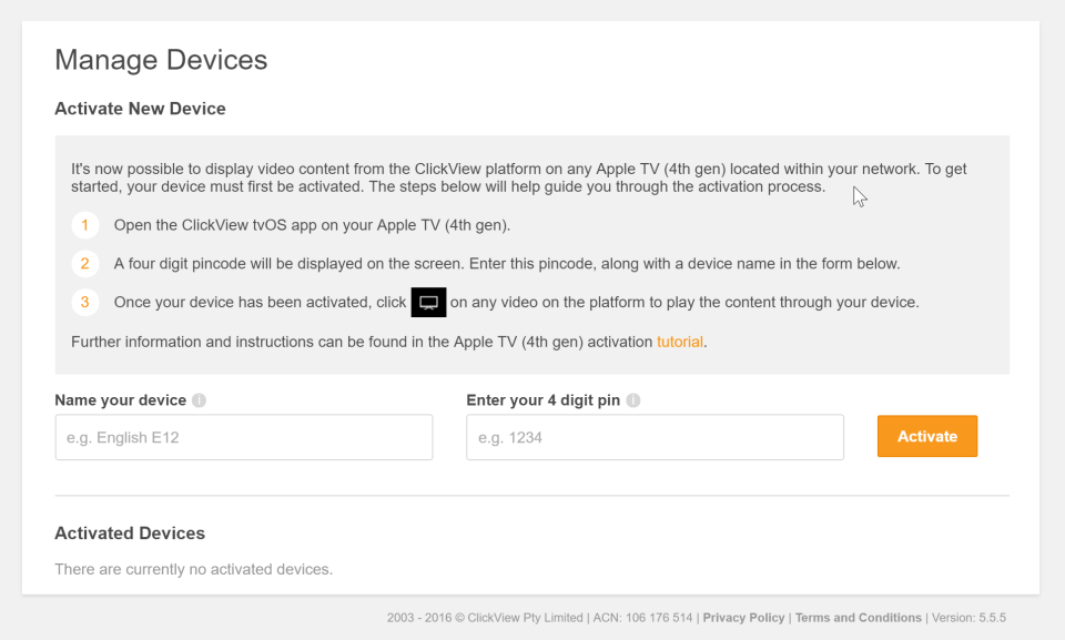 ClickView Manage Devices