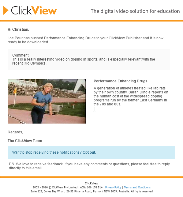 ClickView Push to Notification