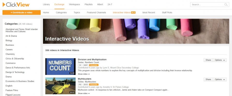 Interactive videos ClickView Exchange