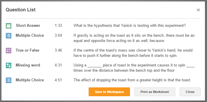 Questions List